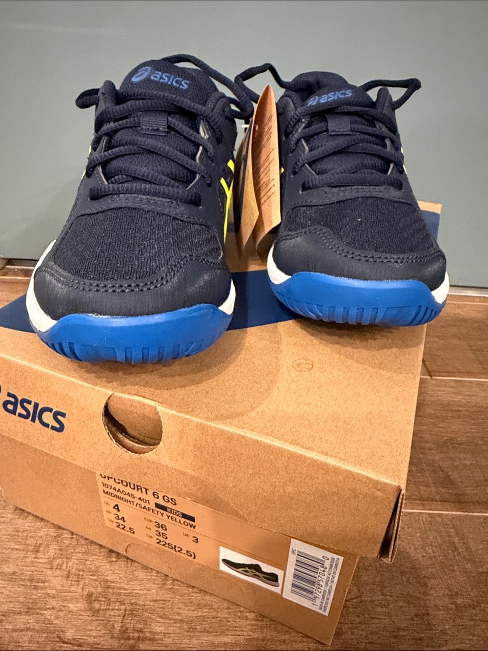 ASICS Kids Navy with Bright Blue & Yellow Trim Sneakers